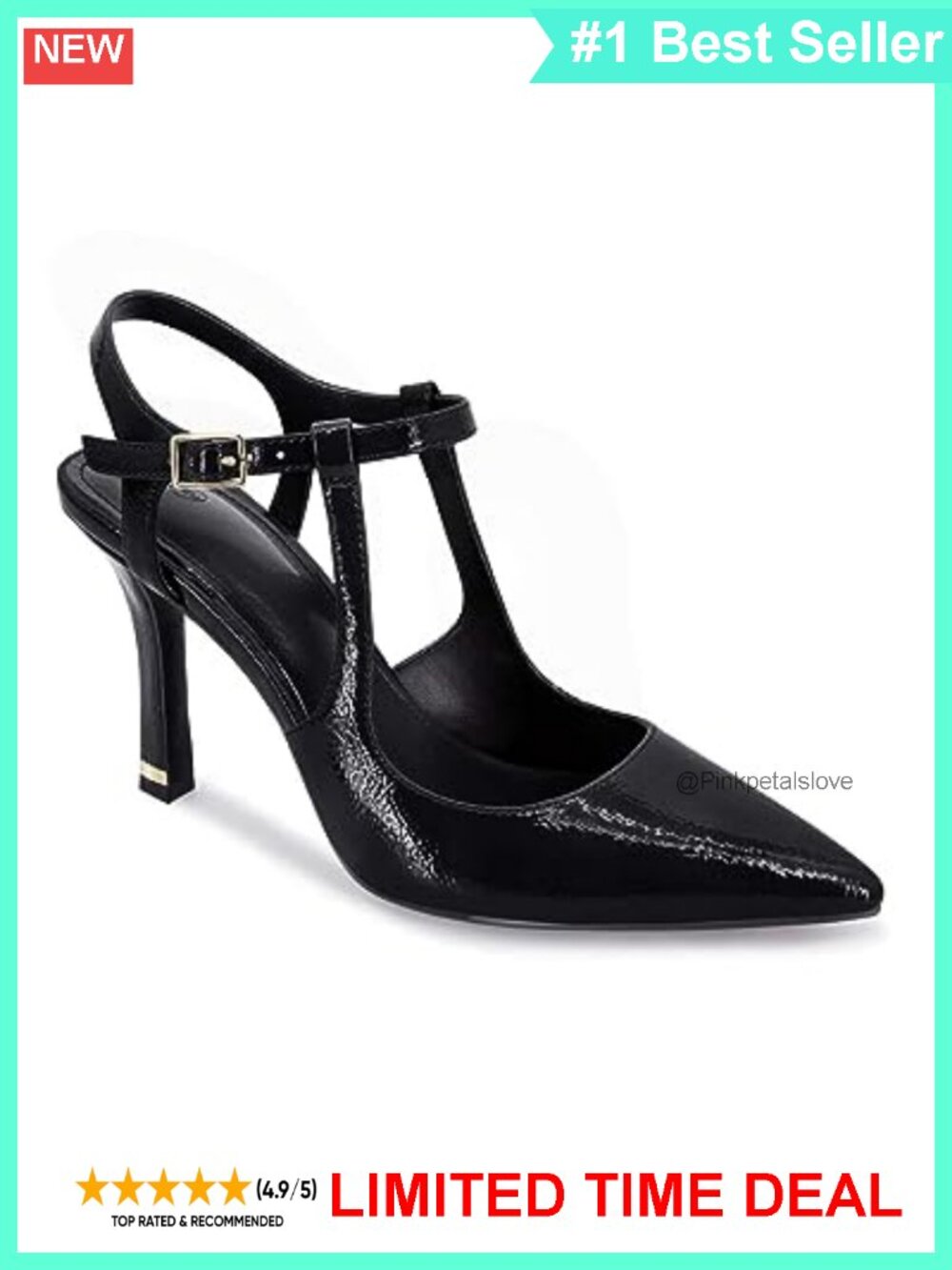 Faux Leather Pointed Toe Ankle Strap Stiletto Pumps